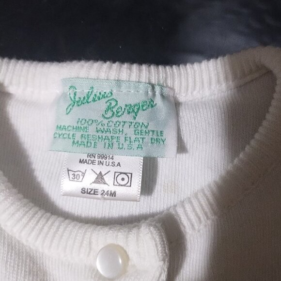 Julius Berger Ivory Button Down Cardigan Infant 24 Months Made in USA - Picture 2 of 6
